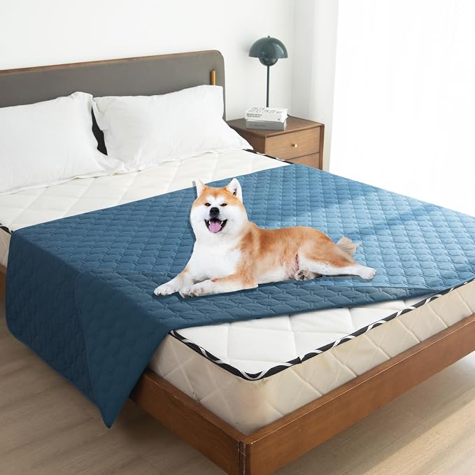 gogobunny 3X Stronger Waterproof Pet Blanket, Scratch Proof Furniture Protector for Dogs Cats, Reversible Cover 82x120 Inch, Dark Blue - Image 4