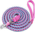 Reflective Dog Leash 2/3/4/6/10ft Braided 1/2" Strong Nylon Rope | 6FT Pink Dog Leash for Large Medium Small Dogs Walking Training Leads by Mycicy