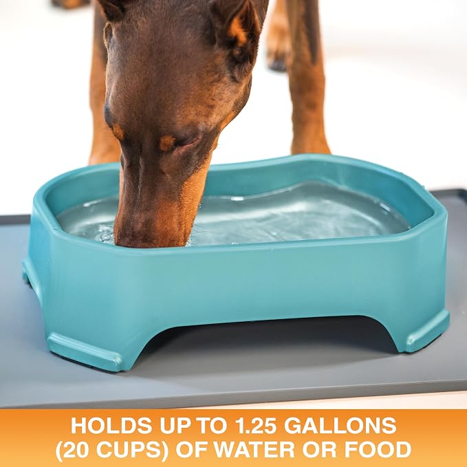 Neater Pet Brands Extra Large Water Bowl for Dogs, Outdoor Dog Water Bowl (1.25 Gallon XL Capacity), Big Trough Style Food Dish for Indoors or Outside, No Spill Large Dog Bowls, Aquamarine - Image 2