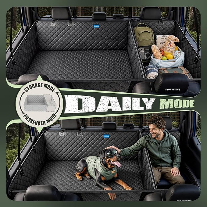 Rorhxia 3-in-1 Dog Car Seat Cover for Back Seat with Road Trip & Daily Mode | 3 Modes for Full Pet / Storage / Passenger, 500 lbs Hard Bottom Supports, 45% More Space, 100% Waterproof, 7-Layer Protection - Image 6
