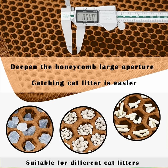 HCY&WLD Cat Litter Mat, Double Layer Cat Litter Box Mat (30x22 Inch, Brown) | Waterproof Urine-Proof Non-Slip Litter Trapping Mat, Soft on Kitty Paws, Scratch-Resistant, Scatter Control, Easy to Clean - Image 5