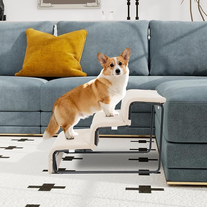 Dog Window Perch with Stairs for Dogs to get on Bed 3-Step Pet Ramp for High Beds Non-Slip Washable Cover The Sturdy Iron Frame with Ideal for Small Dogs Cats Senior Pets with Joint Issues - Image 8