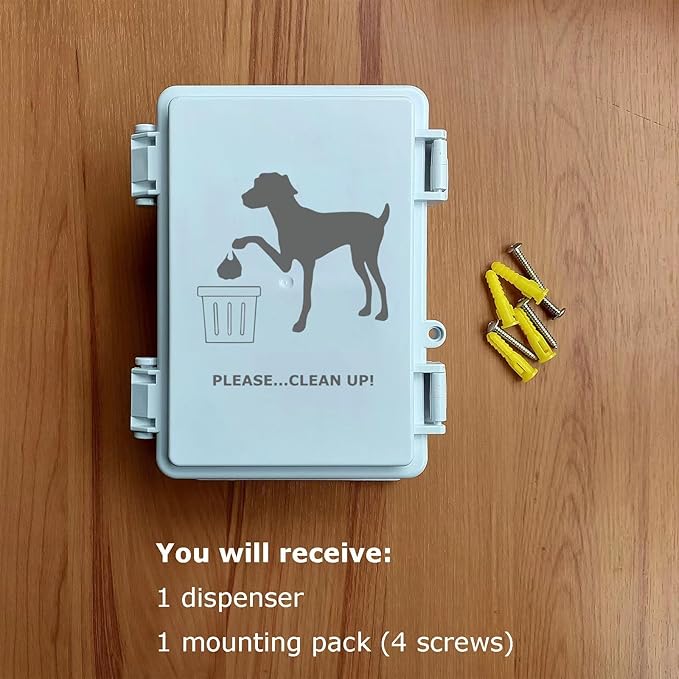 Dog Poop Bag Dispenser Wall Mounted Waterproof Outdoor Pet Waste Bags Dispenser Station Stake, Pole, Fence Mounted fits Home, Porch, Back Yard (white,only dispenser) - Image 5