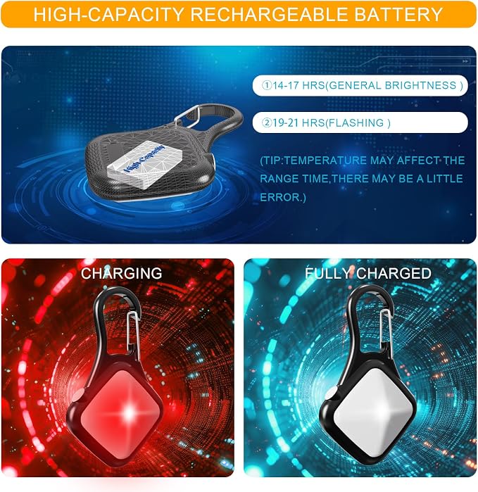 Dog Collar Light 4 Modes RGB Lights High Capacity USB Rechargeable Dog Light Waterproof for Night Walking(2 Pack Black) - Image 4