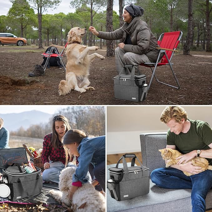 BAGLHER Dog Travel Bag Backpack Pet Supplies Backpack Pet Accessories Storage Bag 5-Piece Set With Shoulder Strap 2 Lined Pet Food Containers 4 Foldable Feeding Bowls Essential Kit for Pet travel - Image 5