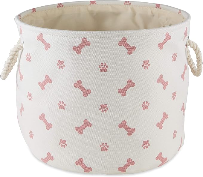 Bone Dry Pet Storage Collection Paw and Bone Print, Medium Round, 12x15x15, Rose by BoneDry