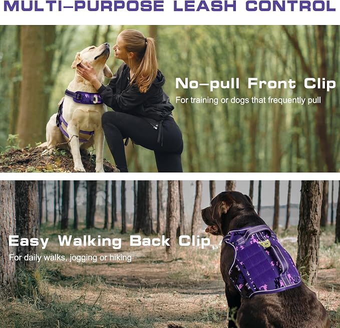 Dog Harness for Large Dogs, No Pull Tactical Vest with Front Clips | Easy Contrl Handle, Breathable Soft Padded, Adjustable, Reflective, Heavy Duty, Easy Take On & Off, Purple Camo X-Large - Image 4