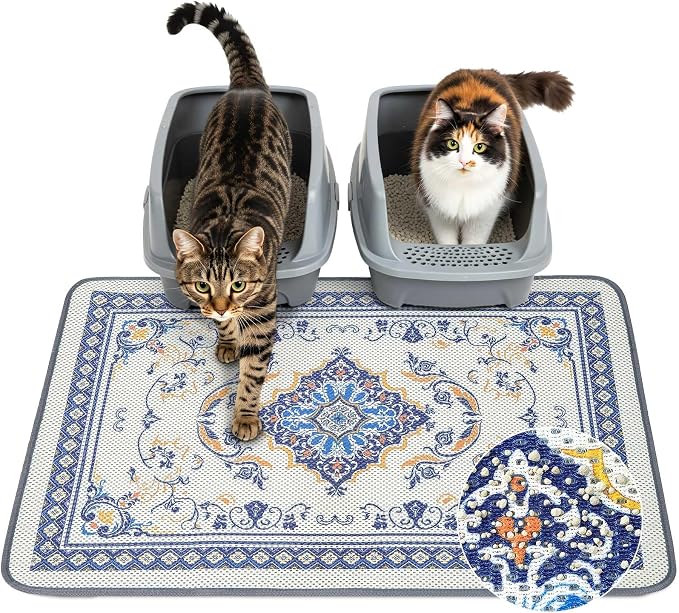 Unicorn Catcher 33"x22" Cat Litter Mat Machine Washable Litter Trapping Pad | Kitty Paw Friendly Padding With Breathable 3D Air Mesh Technology And A Non-Slip Base To Keep Home Floors Debris-Free by UnicornCatcher