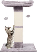 34" Tall Cat Scratching Post with Bed, Sisal Scratch Posts Trees with Plush Perch and Hanging Ball for Indoor Cats, Removable Cover, Large Scratch Post and Base, Rugged and Durable, Light Grey by Runske