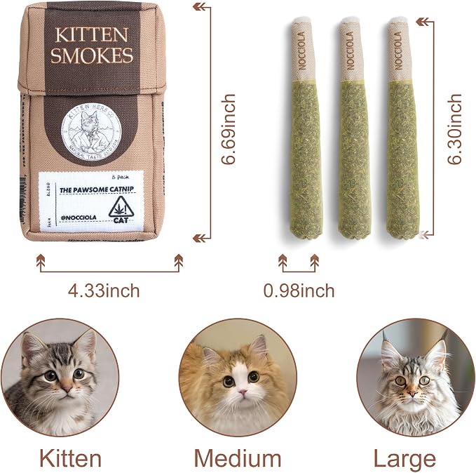 Nocciola 3 Pack Catnip Toys for Cats, Funny Cat Toys Filled with 100% Pure Organic Catnip, Safe Kitten Teething Chew and Kicker Toys, Stress Relieving Fun for Indoor Cats, Brown - Image 2