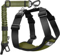 Pawaboo Dog Seat Belt Harness for Car, Seatbelt Harness with 2 in 1 Buckle | Adjustable Breathable Harness for Car, Elastic Reflective Heavy Duty Dog Tether, for Small Medium Large Pets, L, Green by Pawaboo