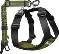 Pawaboo Dog Seat Belt Harness for Car, Seatbelt Harness with 2 in 1 Buckle | Adjustable Breathable Harness for Car, Elastic Reflective Heavy Duty Dog Tether, for Small Medium Large Pets, S, Green by Pawaboo
