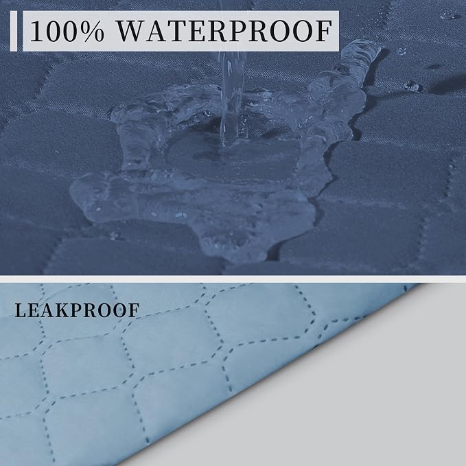 ISSUNTEX Double Protection 100% Waterproof Sofa Covers for Living Room, Reversible Couch Covers for 3 Cushion Couch Sofa, Furniture Protector Sofa Cover for Pets (X Large, Dark Blue/Light Blue) - Image 3