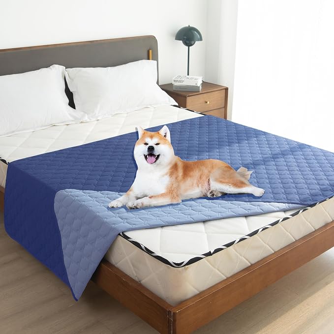 gogobunny 100% Double Sided Waterproof Dog Blanket Soft Pet Bed Cover Reversible Protect Furniture Couch Sofa Car for Puppy Large Dog Cat (Dark Navy/Light Navy, 82x120 Inch (Pack of 1)) - Image 8