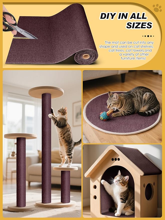 2PCS 39.4"x15.8" Cat Scratch Furniture Protector - Brown | Less claw damage, easier scratch-zone setup, worn post refresh, cleaner couch corners, softer look for cat homes - Image 3