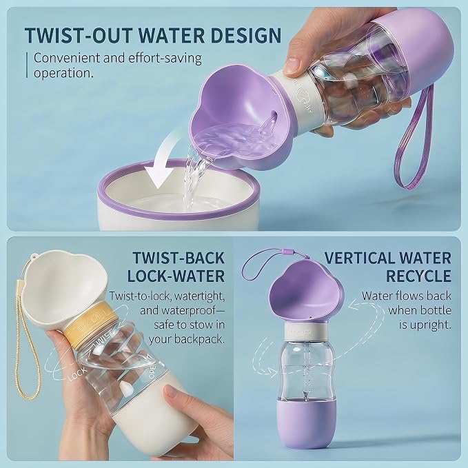 Portable Dog Water Bottle, Travel Bowls, Doggy Food Container | Puppy Drinking Bottle Dispenser | Small Dogs Needs | Gift for Dog Lover | Pet Travel Essentials Boy Dog Accessories - Image 2