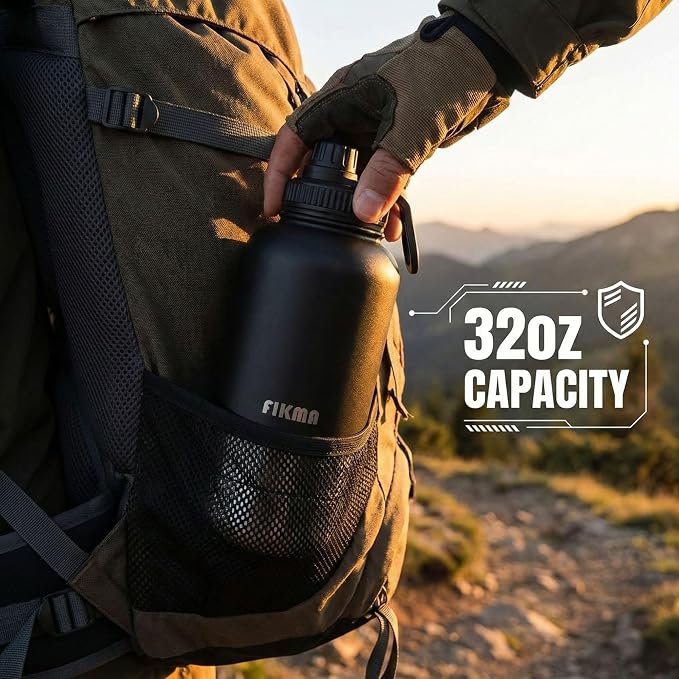 Dog Water Bottle with 2 Bowls, 32oz Insulated Stainless Steel Leak Proof | Travel Bottle for Pets, Portable Design for Hiking, Camping & Travel (Black) - Image 9