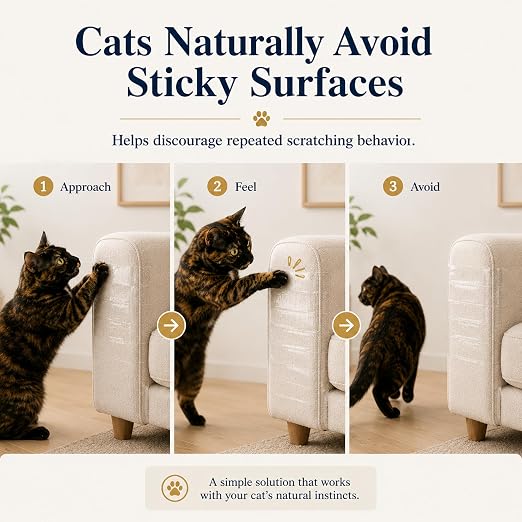 4" x30' Furniture Protector for Cats, Cat Scratch Deterrent Tape for Couch & Sofa, Clear Anti Scratch Furniture Protection, Protect Carpet, Door & Wall, Residue-Free - Image 4