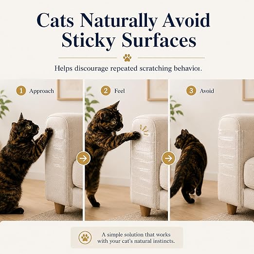2.5" x20' Furniture Protector for Cats, Cat Scratch Deterrent Tape for Couch & Sofa, Clear Anti Scratch Furniture Protection, Protect Carpet, Door & Wall, Residue-Free - Image 4