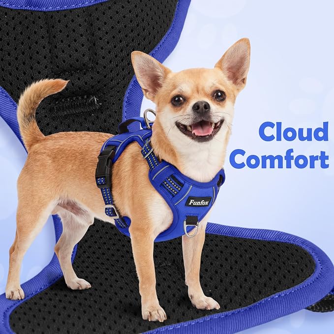 Dog Harness No Pull, Adjustable Pet Vest Harness, Super Soft Material with Vertical Handle Easy Control, Reflective Night Walking, 2 Leash Clips for Medium Sized Dogs, Blue, M - Image 7