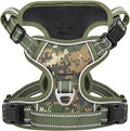 Timos Small Dog Harness, No Pull No Choke, Easy On & Off, Military Green, S | Adjustable Reflective Soft Padded, Neck Quick Release with 3 Buckles, Front & Back 2 Clips and Handle for Walking Training by Timos