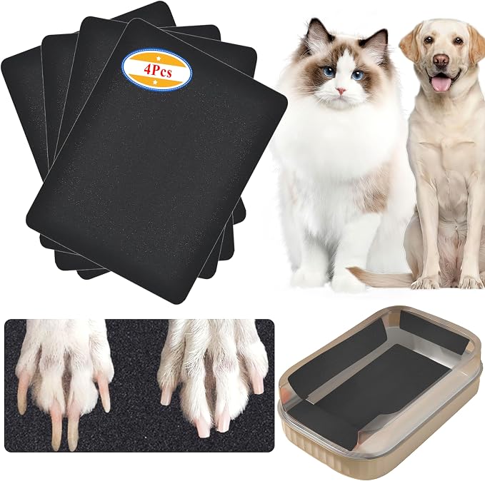 Cat Nail File Scratcher - 4 Pack Replaceable Nail Fil for Cat Litter Box, Self-Adhesive Sand Paper Scratcher Trim for Cat & Dog Scratching Board. by DCSUCC