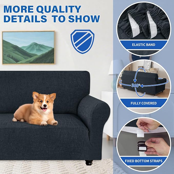 MAXIJIN Waterproof Chair Cover Armchair Covers for Living Room, 1 Piece Stretch Single Sofa Chair Slipcovers with Arms, Washable Furniture Protector for Dogs Pets (Small, Dark Gray) - Image 4