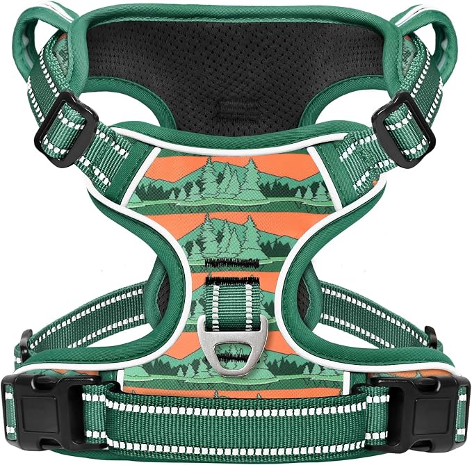 HEELE Dog Harness, No Pull Adjustable Padded Reflective Harness for Small Medium Large Dogs with Handle for Walking Training, Wilderness, L | Reflective Front Clip Vest with Control Handle, No Choke, Adjustable 2 Metal Rings for Outdoor Walking Training by HEELE