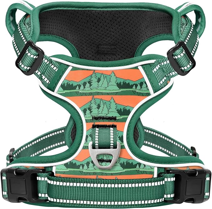 HEELE Dog Harness, No Pull Adjustable Padded Reflective Harness for Small Medium Large Dogs with Handle for Walking Training, Wilderness, XL | Reflective Front Clip Vest with Control Handle, No Choke, Adjustable 2 Metal Rings for Outdoor Walking Training by HEELE