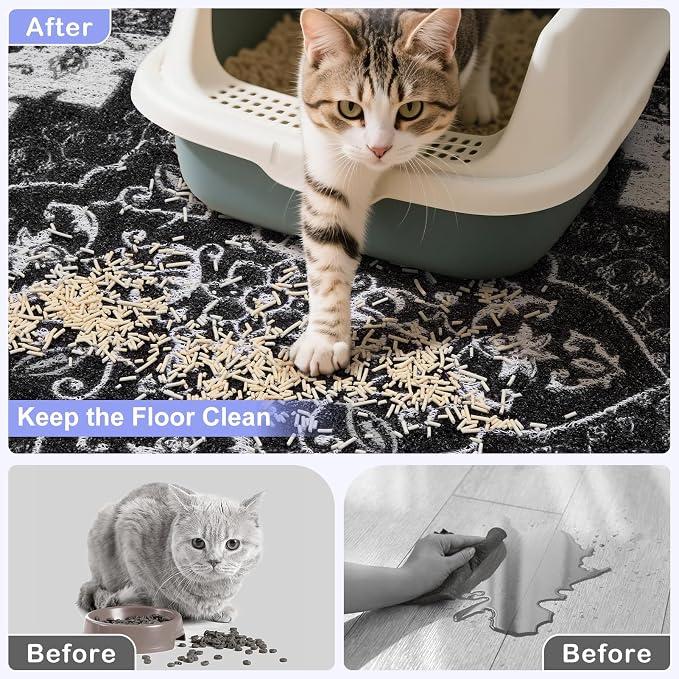 Bienbee Cat Litter Mat, 40" x 30" Dense Trapping Mesh for Litter Boxes | Litter Box Mat with PVC Mesh, Waterproof &Urineproof, Non-Slip Grip, Soft On Kitty Paws and Easy to Clean to Protect Floor - Image 2