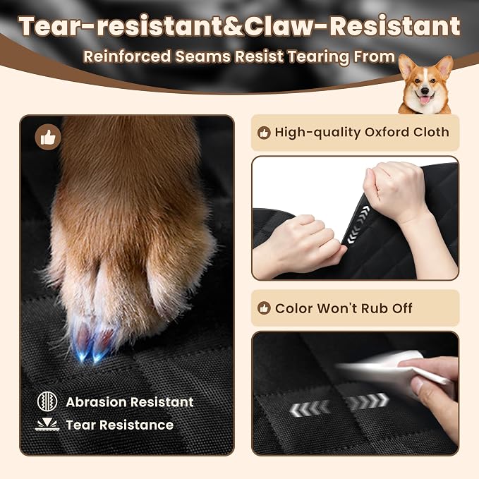 Hard Bottom Dog Car Seat Cover for Back Seat with Door Protector | 100% Waterproof, Tear-Resistant & Non-Slip, Back Seat Cover for Small Mid Cars, SUVs & Trucks, Holds 450Lbs, Easy to Clean - Image 5