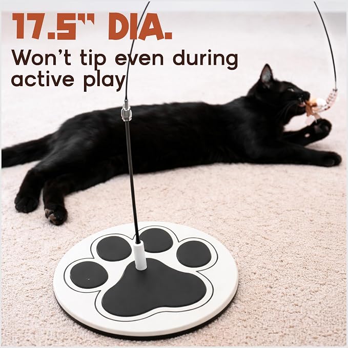 Interactive Cat Toys for Indoor Cats: Flying Bird Cat Toy Wand 5 Attachmets | Trigger natural hunting instincts! The no-topple base secures 5 bird feather lures for vigorous, active play. - Image 2