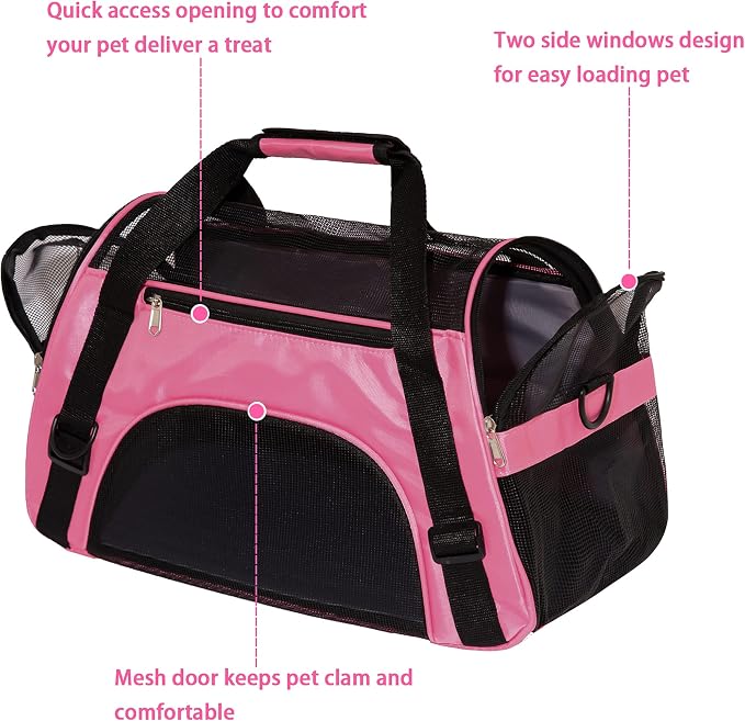 MuchL Pet Carrier Soft-Sided Carriers for Cat Carriers Dog Carrier for Small Medium Cats Dogs Puppies Pet Carrier Airline Approved Cat Dog Pet Travel Carrier (Medium,Pink) - Image 4