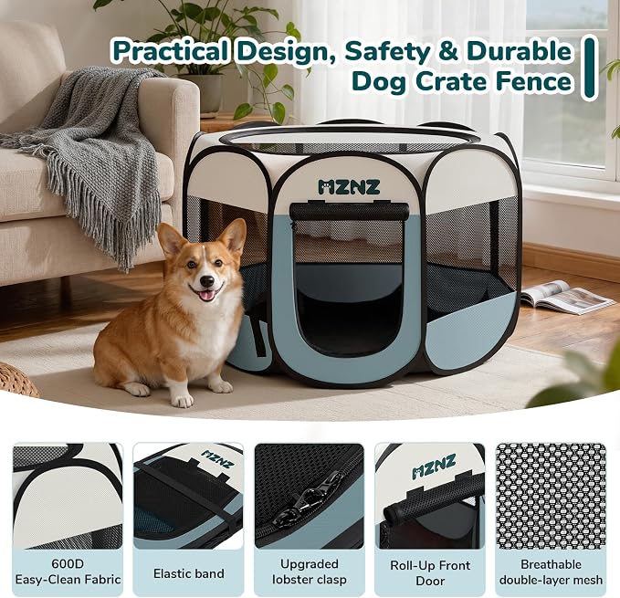 Dog Cat Playpen, Portable Puppy Pet Crate Indoors for Small/Medium Dogs Cats Rabbits, Foldable Dog Cage Enclosure for Outdoor, Pop Up Dogs Tent Kennel with Carrying Case, Grey - Image 7