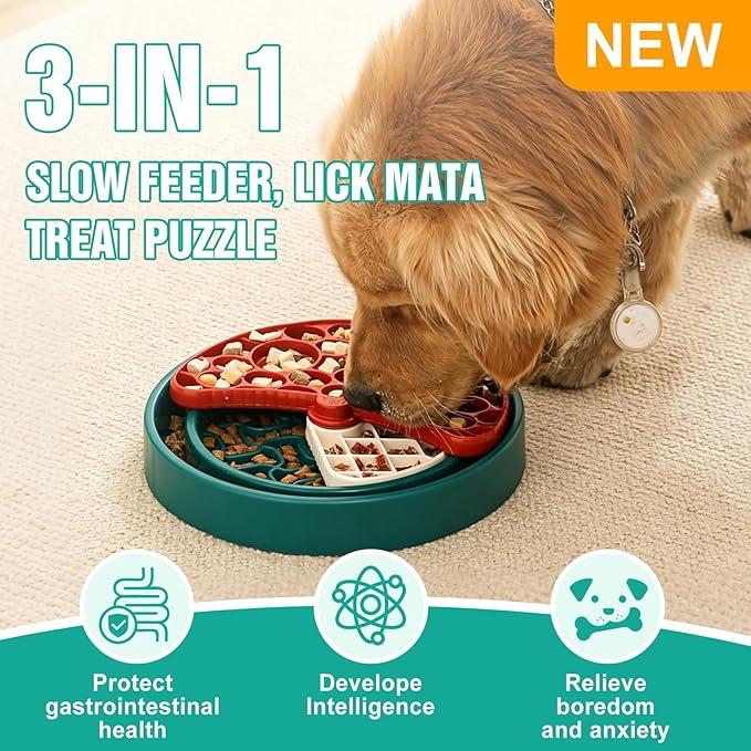 3-Level Slow Feeder Dog Bowl, Interactive Puzzel Toy & Lick Mat | Good for Dog’ sHealthy & Calmer Eating, Reduces Boredom and Anxiety, Non-Slip, BPA-Free, for Medium & Large Dogs - Image 5