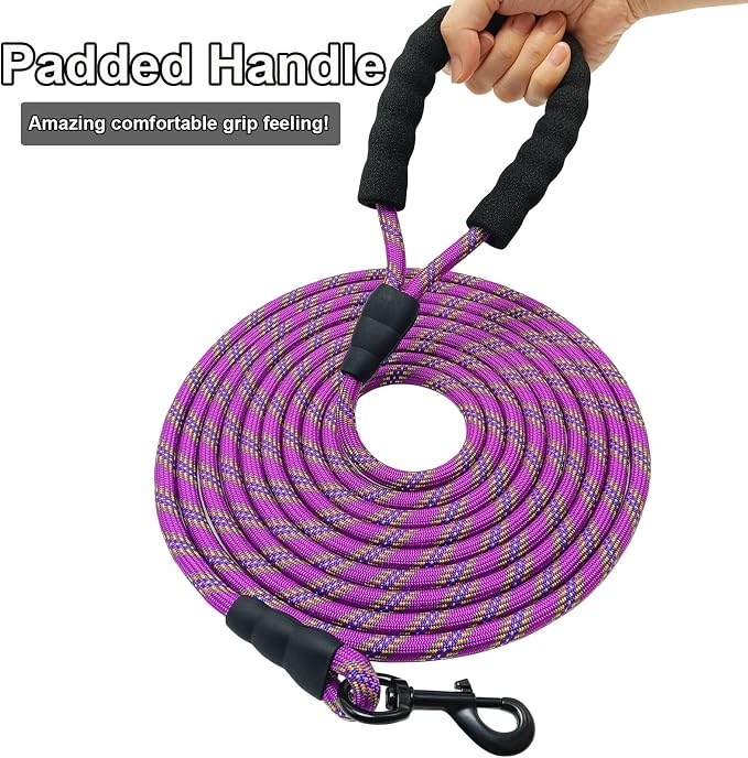 MayPaw 30ft Long Rope Dog Leash for Large Medium Dogs Soft Handle Dog Lead | 1/2-In Thick Lead, 6/8/10/15/20/30FT Training Leash, 14+ Colors (30ft * 1/2", purple) - Image 2