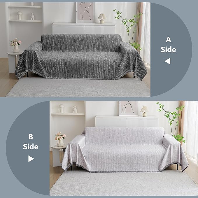 MYSKY HOME Couch Covers for Sofa, Dog Couch Cover Protector, Dark Grey Lines Sofa Covers for Sectional L Shape, Pets Couch Throw Cover Washable Durable Large Couch Cover for Dogs, Cats, 91"X150" - Image 7