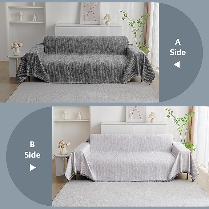 MYSKY HOME Couch Covers for Sofa, Dog Couch Cover Protector, Dark Grey Lines Sofa Covers for Sectional L Shape, Pets Couch Throw Cover Washable Durable Large Couch Cover for Dogs, Cats, 91"X118" - Image 7