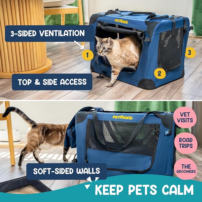 Soft Pet Carrier & Dog Carrier with Travel Litter Box & Collapsible Bowl 24x17x17 – Large Cat Carrier & Small Dog Crate for Car, Vet Visits, Home & Traveling - Image 5