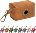 Didog Dog Poop Bag Holder for Leash, Stylish PU Leather, Light Brown | Easy Clean for Daily Walking, Quick to Install on Leash & Harness, Easy-Pull with Metal Clip, Includes 1 Roll Pet Waste Bag by Didog