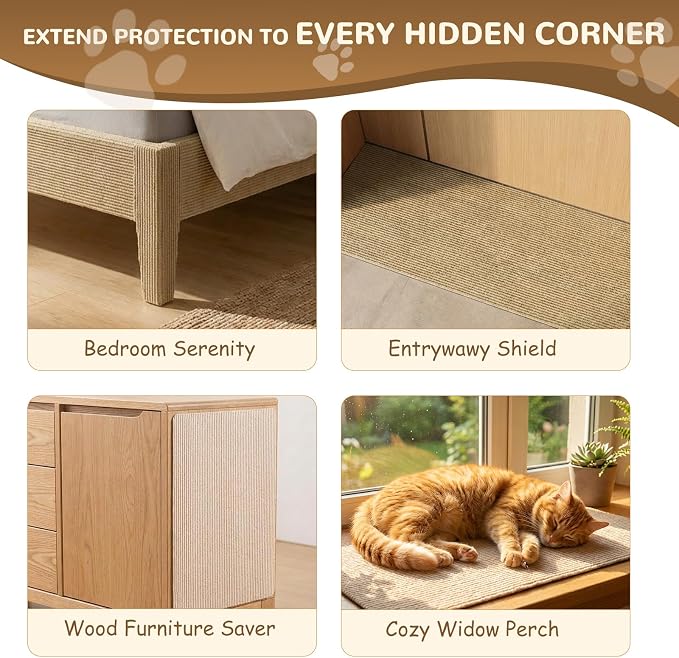 2 Pack 78Inch Cat Scratch Mat for Couch, Trimmable Cat Carpet Self-Adhesive. Durable Cat Scratching Mat, Leather Couch Cat Scratch Protector and DIY Climb Furniture Protector from Cat Claws. - Image 7