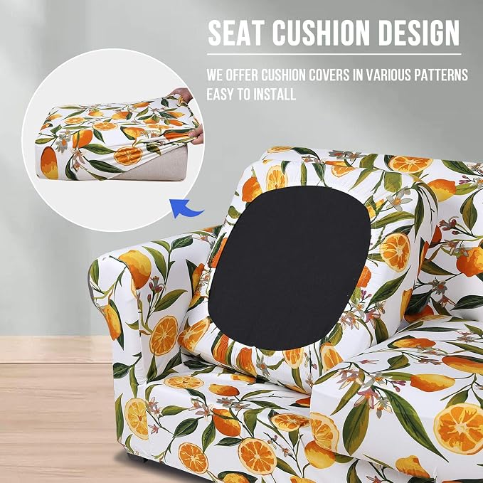 hyha Stretch Couch Covers, Sofa Cover for 3 Cushion Couch Pet Friendly | Floral Pattern, Printed, 4 Pieces, 3 Separate Cushion Sofa, Durable Anti-slip Washable Protector with Elastic Bottom for Dogs - Image 2