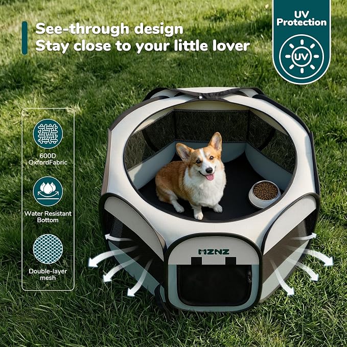 Dog Cat Playpen, Portable Puppy Pet Crate Indoors for Small/Medium Dogs Cats Rabbits, Foldable Dog Cage Enclosure for Outdoor, Pop Up Dogs Tent Kennel with Carrying Case, Grey - Image 6
