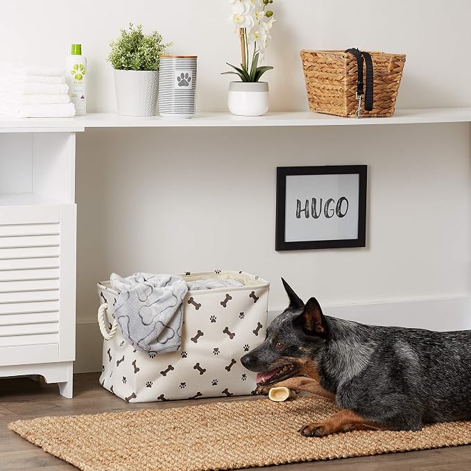 Bone Dry Pet Storage Collection Paw and Bone Print, Medium Rectangle, 16x10x12, Dark Brown - Image 6