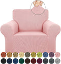 KEKUOU Stretch Chair Sofa Slipcover, Single Couch Cover,Dusty Pink | 1-Piece Washable Sofa Cover,Pet Friendly (31"-55") Furniture Protector Soft Jacquard Elastic Bottom for Dogs & Kids by KEKUOU