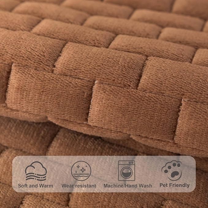 Washable Velvet Dog Couch Cover, Plush Pet Sofa Furniture Protector for 2-3 Cushion Couch, Non-Slip Washable Cover for Dogs(1PC/27.6"x27.6",Brown) - Image 4