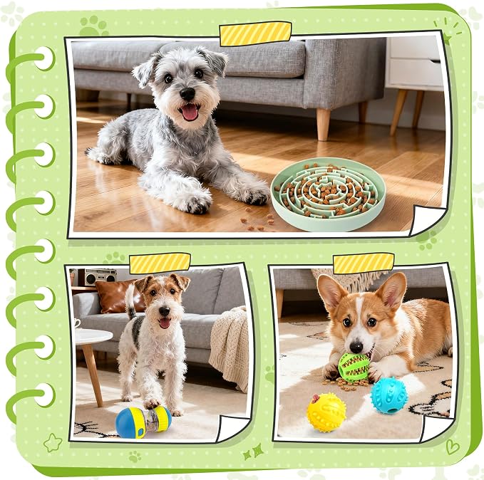 Dog Puzzle Feeder Set with Slow Feeder Bowl & Treat Ball | For Small & Medium Dogs,Adjustable Food Dispensing,Mental Stimulation,Interactive Play - Image 7