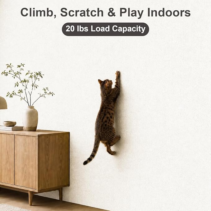 Cat Scratcher, 39.7x15.7” Cat Scratch Furniture Protector | Trimmable, No-Shedding Cat Scratch Pad with Self-Adhesive Backing for Climbing, Protects Walls, Carpet and Couch, White - Image 6