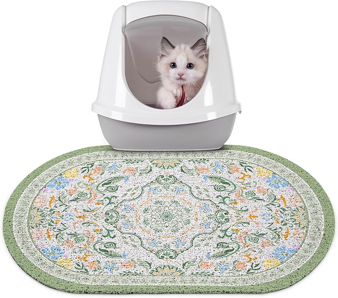 Bienbee Cat Litter Mat, 24" x 15" Dense Trapping Mesh for Litter Boxes | Litter Box Mat with PVC Mesh, Waterproof &Urineproof, Non-Slip Grip, Soft On Kitty Paws and Easy to Clean to Protect Floor by Bienbee