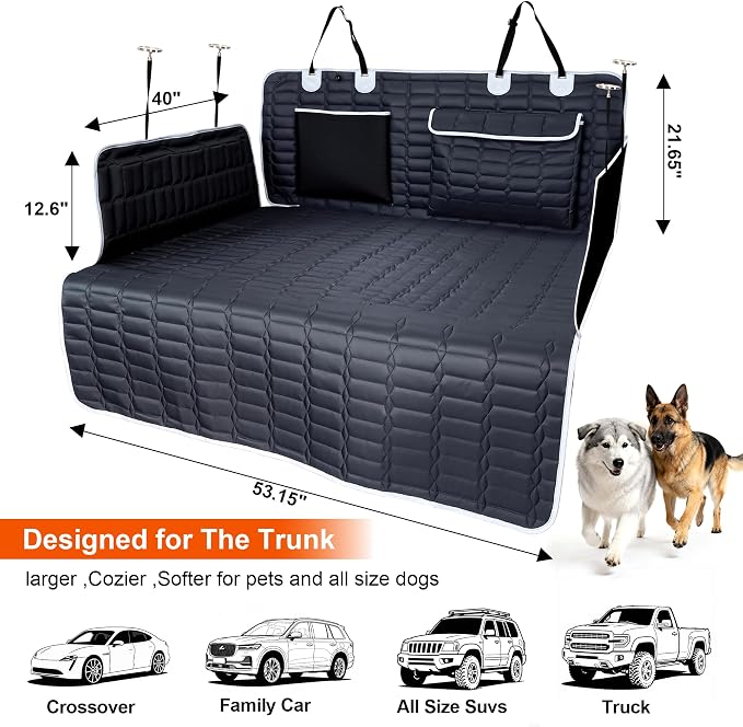 SUV Cargo Liner for Dogs, Waterproof Dog Trunk Cover with Bumper Flap | Large Pet Cargo Cover with Side Flaps& Pocket ,Dog Seat Cover with Non-Slip Mat Protect seats from Scratches, Pet hair &Dirt - Image 3